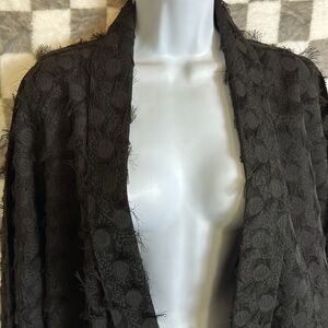Pepaloves blazer black open short sleeve fringed Large